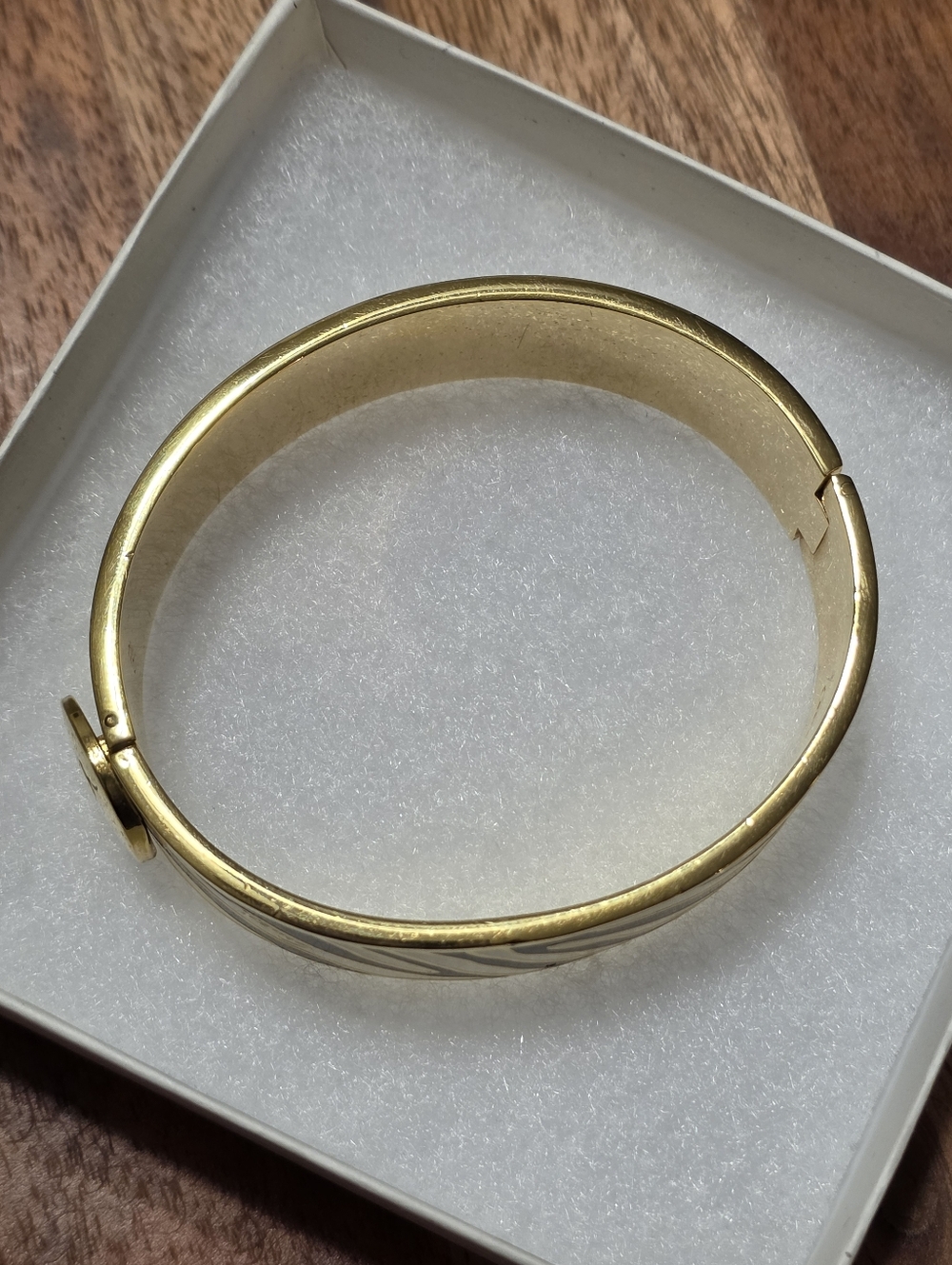 Coach Zebra Print Hinged Bangle Bracelet Vintage Fashion Jewelry Accessories - Picture 4 of 10
